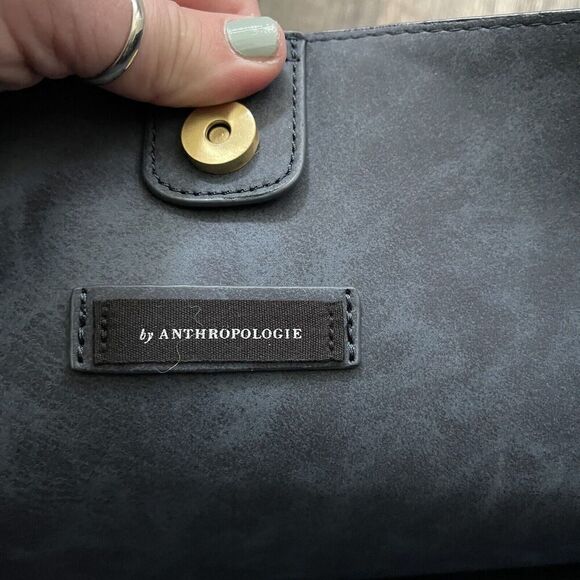 Anthropologie Miranda Convertible Tote Bag Gray Faux Leather Removable Clutch - Picture 7 of 7